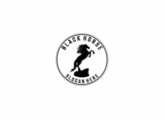 black horse logo template, vector in white background