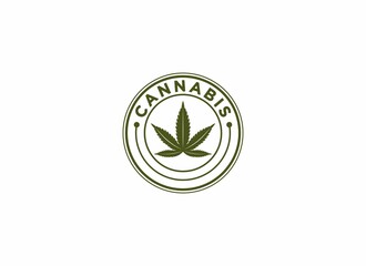 Wall Mural - cannabis logo template, vector in white background