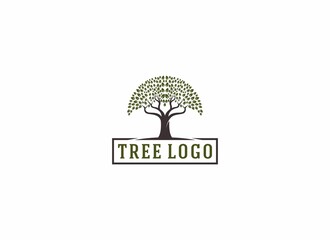 Wall Mural - tree logo with illustration of a tree that has lush leaves depicting a thriving tree