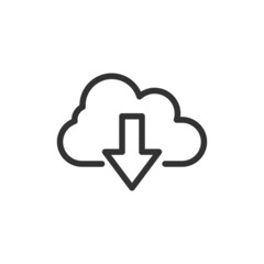 Poster - computer cloud line icon.