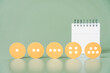 rating stars on yellow circle paper with blurred white calendar, ranking, survey, feedback, satisfaction, probation period