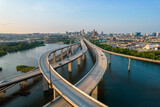 Fototapeta Londyn - Aerial View of Crossing Highways Leading into Baltimore City at Sunset