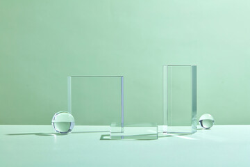 cylinder abstract minimal scene with glass geometric platform. background rendering crystal podium. 
