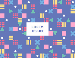 Wall Mural - cute square shapes arranged in a grid on a dark blue background. simple pattern design template.