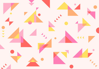 Wall Mural - it consists of red, pink and yellow triangles of various sizes stacked on top of each other. simple 