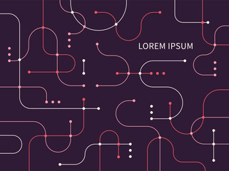 Wall Mural - technology network concept. a line is drawn out where the point passes. simple pattern design templa