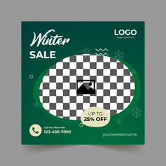 Wall Mural - Winter Sale Social Media Post Design template, Instagram banner design template