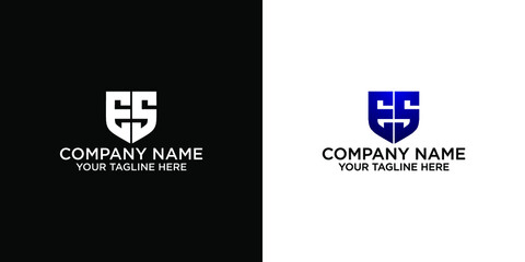 logo initial letter ES in shield or guard concept