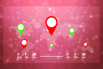 Poster - 2d rendering Red map pointer