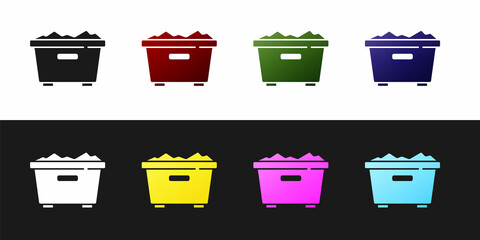 Sticker - Set Trash can icon isolated on black and white background. Garbage bin sign. Recycle basket icon. Office trash icon. Vector