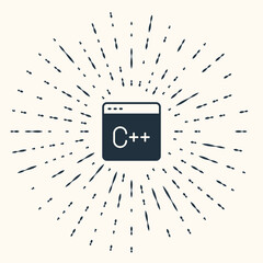 Grey Software, web developer programming code icon isolated on beige background. Javascript computer script random parts of program code. Abstract circle random dots. Vector