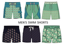 men's swim shorts, swim shorts, swim short set, swim short collection, swim shorts sketch
