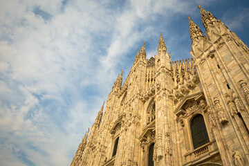 Wall Mural - Milan Cathedral (Duomo di Milano) with blue sky and sunset light