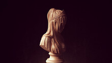 Drapery Sculpture Art Woman Ancient Head Fabric Statue Religion Symbol 3d Illustration Render