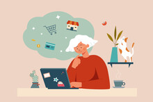 Elderly Woman Doing Online Shopping