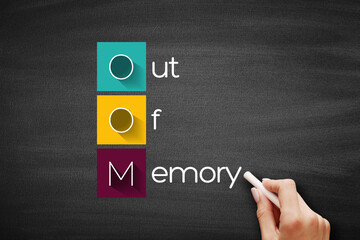 Poster - OOM - Out of Memory acronym, technology concept background on blackboard