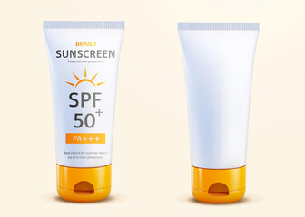 3d cosmetic sunscreen tube mockup