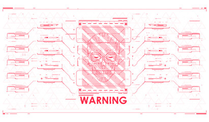 Fototapete - HUD interface with attention sign. Vector illustration. Security concept. Abstract technology communication design.