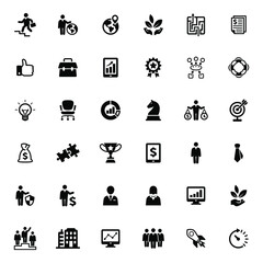 Sticker - Business icons set vector graphic illustration