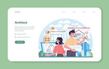 Fototapete - Architect web banner or landing page. Idea of building project