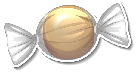 Wall Mural - Wrapped sweet candy sticker on white background