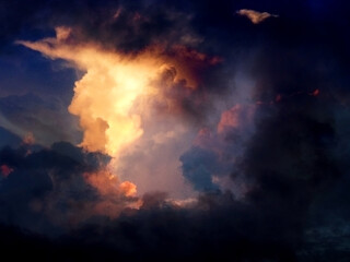 Canvas Print - Sun rays breaking through cloud