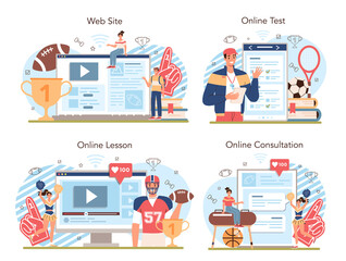 Poster - Physical education or school sport class online service or platform set