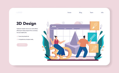 Poster - Designer 3D web banner or landing page. Digital drawing