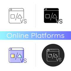 Canvas Print - Comparison platforms icon. Compare products and prices. Improving customers experience. Managing sales. E-commerce. Monitoring changes. Linear black and RGB color styles. Isolated vector illustrations