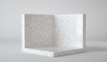 Poster - 3D render luxury marble table studio background textured for product display with copy space