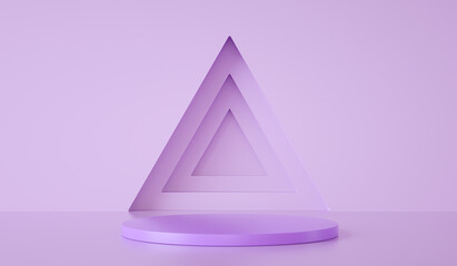 Poster - Minimal Template Podium On Triangle And purple Background, 3d Render