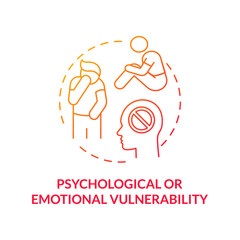 Wall Mural - Psychological or emotional vulnerability red concept icon. Mental health problems abstract idea thin line illustration. Reason of human trafficking. Vector isolated outline color drawing