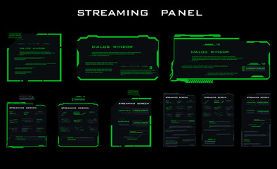 Poster - set of modern dialog hud interface elements. green streaming bar. information boards and blocks with