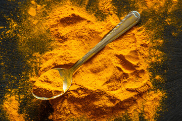 Wall Mural - Turmeric powder. Ayurveda kitchen ingredient