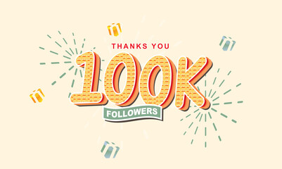 100k followers illustration text design, great for commemorating achievements, illustration designs, posters, social media content, etc.