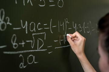 young student explain solving hight math formula