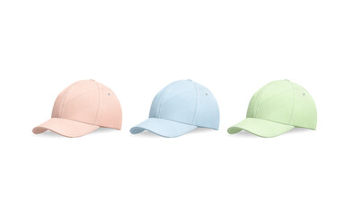 Sticker - Blank colored baseball cap mockup, half-turned view