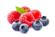 © Tatiana - Raspberries with blueberries  Isolated on White Background. Ripe berries closeup.
