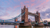 Fototapeta Most - London skyline with Tower Bridge at twilight August 2021