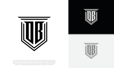 Initials DB. OB logo design. Luxury shield letter logo design.