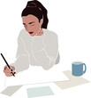 Working women freelancer modern abstract illustration