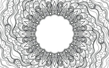 Wall Mural - Coloring Page mandala design with text space