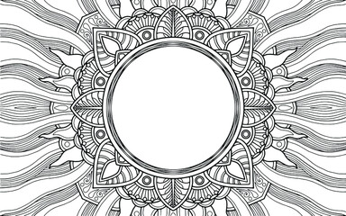 Coloring Page mandala design with text space