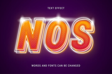 Wall Mural - futuristic nos text effect 100% editable isolated on dark background vector image