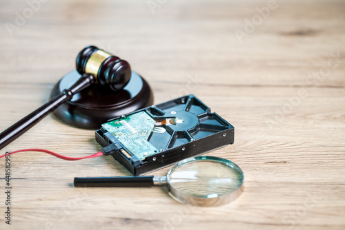 The forensic department recovers data from hard disks for trial.