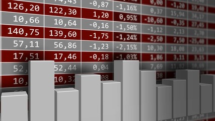 Poster - Stock exchange quotes background - stock market charts and market indicators on financial data view - business growth bar graph - 3D illustration