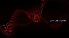 Black Design With Gradient, Abstract Red Bright Smooth Wave Shapes