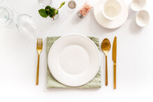 Eating Utensil Set - Table Setting For Dinner With Plate On Napkin