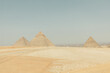 Scenic view over the Pyramids in Giza, Cairo - Egypt. Pyramids Plateau in Giza, Egypt.