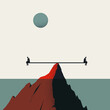 Business balance, difference vector concept. Symbol of contrast, different opinion, direction. Minimal illustration.